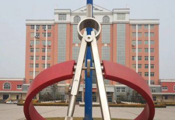 彩繪圓規雕塑廠家 電鍍現代景觀雕塑 公園標識雕塑