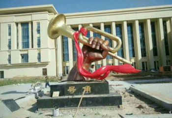 彩繪沖鋒號雕塑 仿真景觀雕塑 步行街擺件