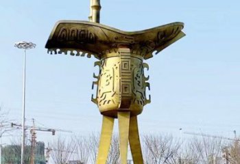 公園酒尊雕塑 創意企業酒器雕塑 美陳酒尊杯雕塑
