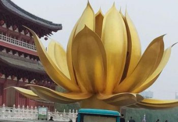 仿真蓮花雕塑 電鍍現代水蓮花雕塑 部隊花卉雕塑