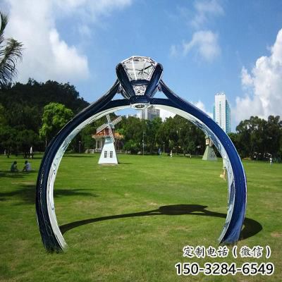 戒指大門雕塑，現(xiàn)代景觀小品，不銹鋼戒指拱門雕塑