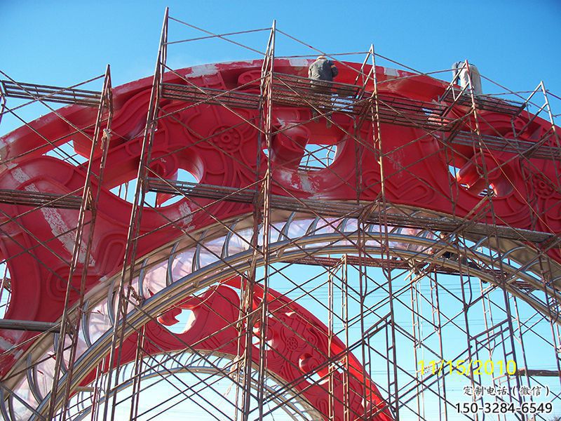 現(xiàn)代拱門雕塑,鏤空藝術(shù)制作，不銹鋼金屬大門雕塑