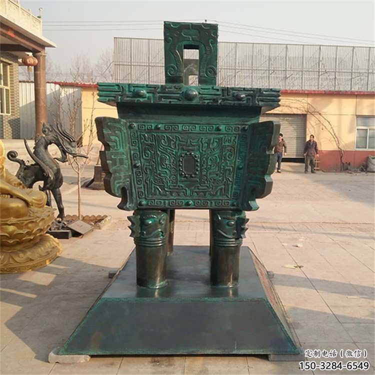 青銅仿古方鼎雕塑 青銅仿古方鼎雕塑