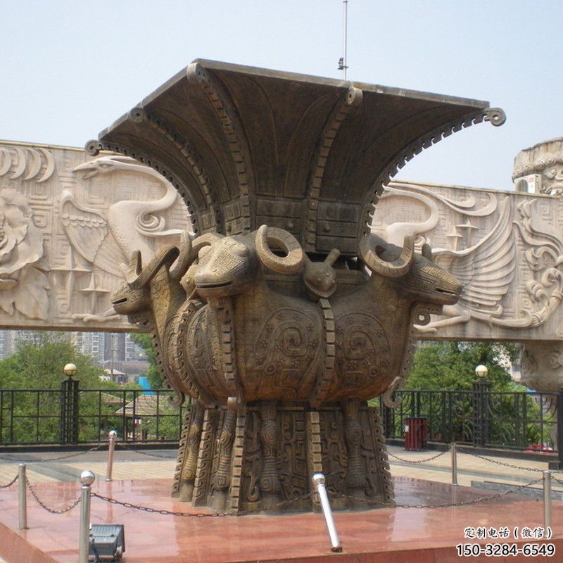 地產(chǎn)標(biāo)識(shí)四羊方尊銅雕塑 地產(chǎn)標(biāo)識(shí)四羊方尊銅雕塑