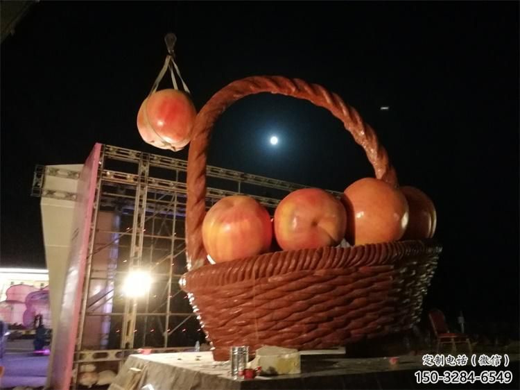 果籃系列優選，陸地擺件，廣場桃子果籃雕塑供給