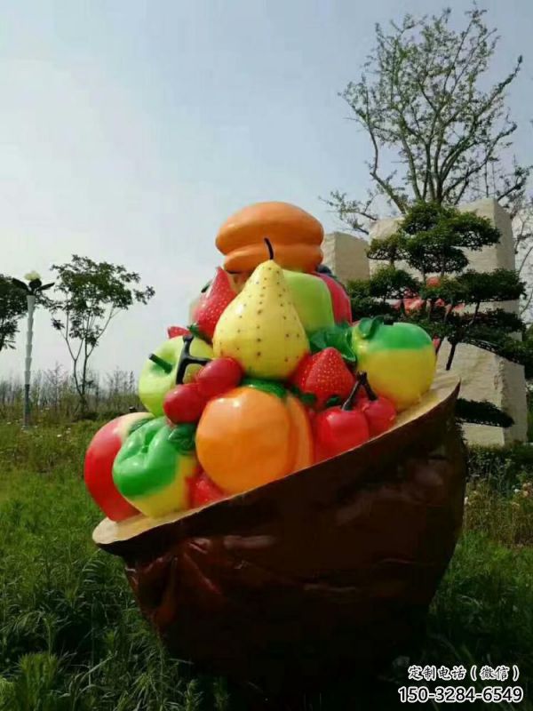 果籃雕塑供需，室外軟裝，抽象鐵藝果籃雕塑制作