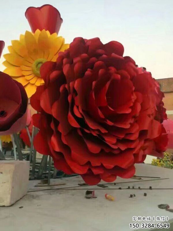 金屬花籃雕塑制作觀賞型，城市裝飾，空間月季花花籃雕塑標準