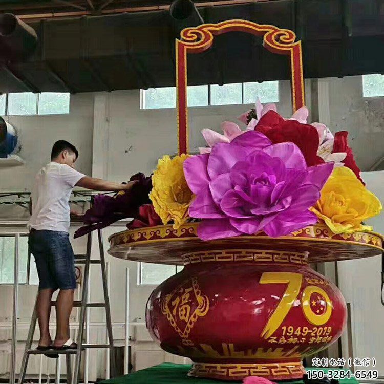 花籃雕塑生產，城區小品，金屬花籃雕塑標準