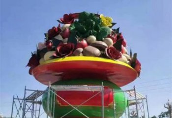 果籃雕塑精選，美陳雕塑，鍛鋼不銹鋼果籃雕塑通用