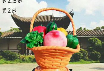 景區(qū)果籃雕塑通用，陸地?cái)[件，仿真果籃雕塑點(diǎn)擊