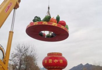 彩繪景觀花籃雕塑通用，花園小品，廣場玻璃鋼花籃雕塑優價