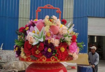 景觀花籃雕塑造型供需，廣場雕塑，城市廣場玻璃鋼花籃雕塑選用