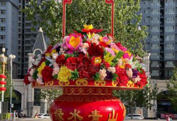 景觀園林花籃雕塑觀賞型，標識雕塑，紀念廣場花籃雕塑展品