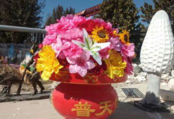 酒店花籃雕塑定價，景觀雕塑，園林花卉花籃雕塑擺件批發