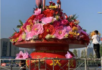 大型花籃雕塑定制，多彩藝術，城市花籃雕塑定價