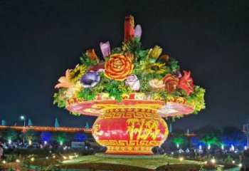 大型花籃雕塑公司，花園小品，城市花籃雕塑常用