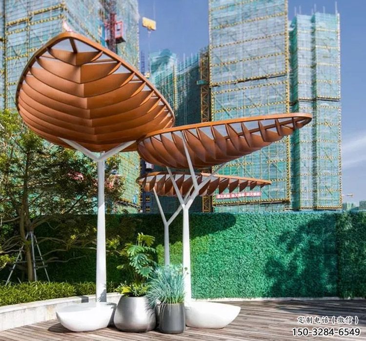 創意不銹鋼葉子廊架雕塑 創意不銹鋼葉子廊架雕塑