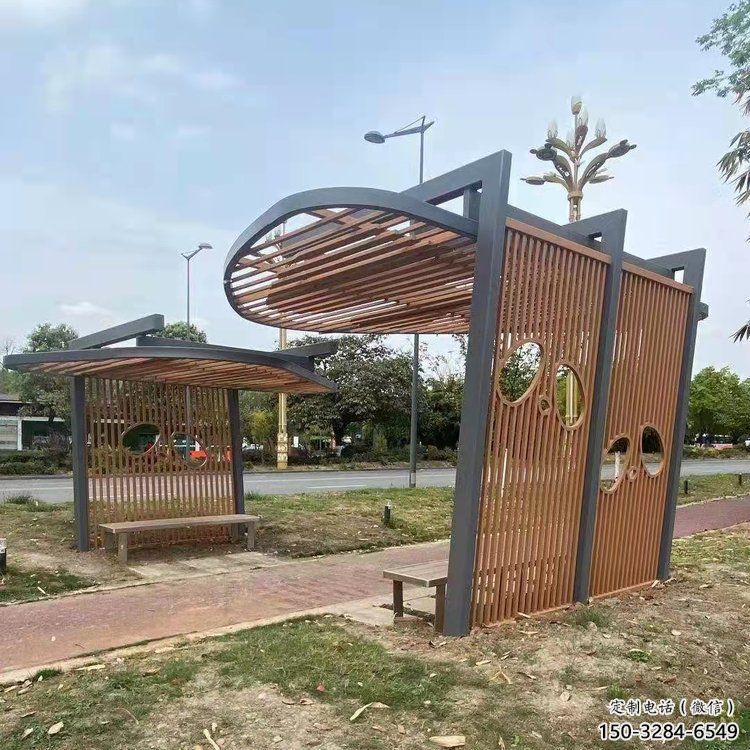 鏤空設計廊架，不銹鋼管結構組合雕塑