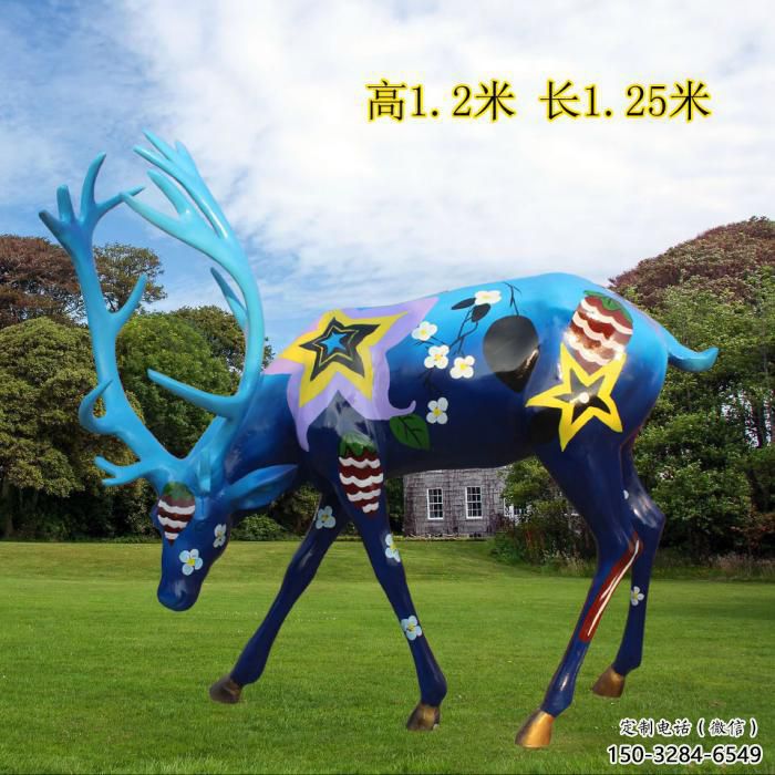 吃草鹿彩繪雕塑,多彩藝術,小鹿雕塑展品 吃草鹿彩繪雕塑,多彩藝術,小鹿雕塑展品