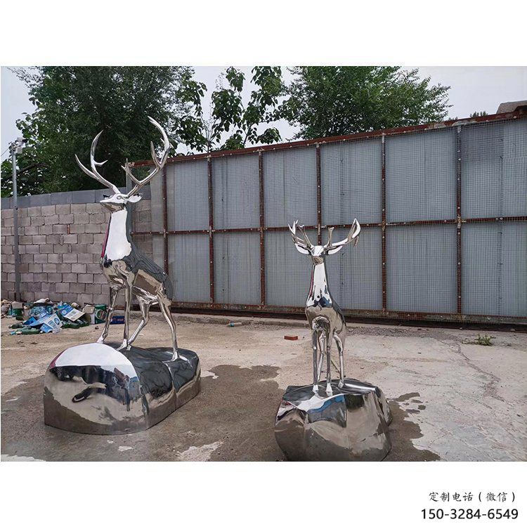 仿真小鹿雕塑精選，露天雕塑，不銹鋼鏡面小鹿雕塑訂做