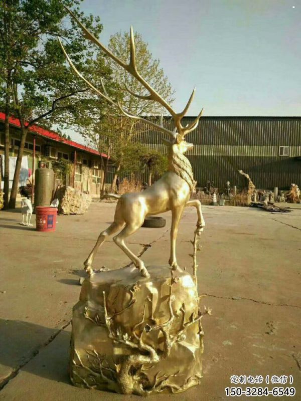 梅花鹿銅雕塑擺件，地標(biāo)擺件，梅花鹿銅雕塑生產(chǎn)商