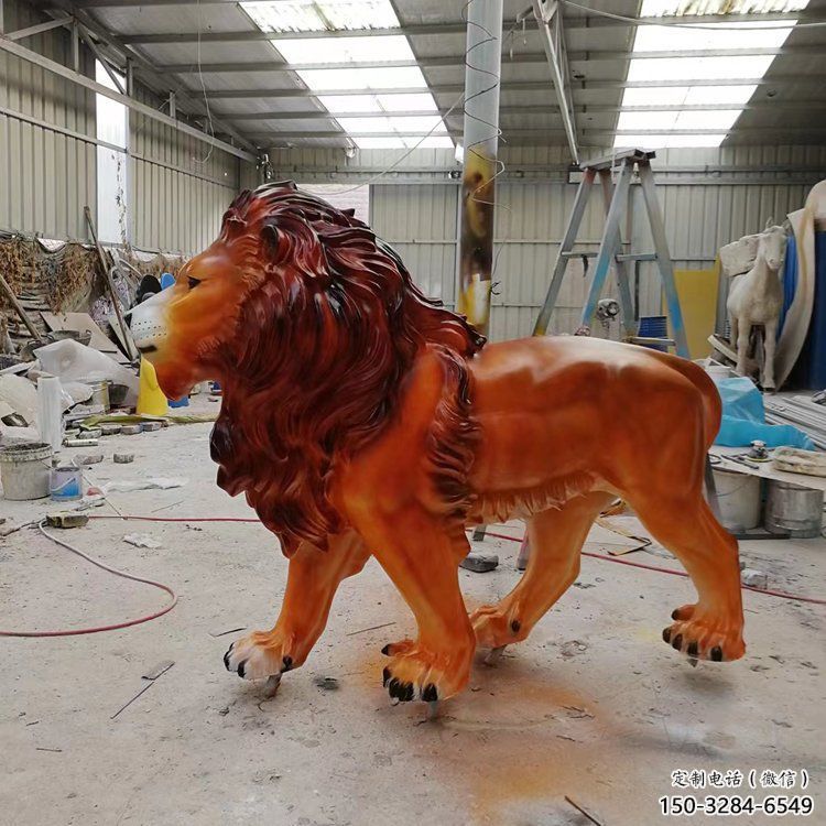 彩繪獅子雕塑,玻璃鋼走獅動物雕塑 彩繪獅子雕塑,玻璃鋼走獅動物雕塑