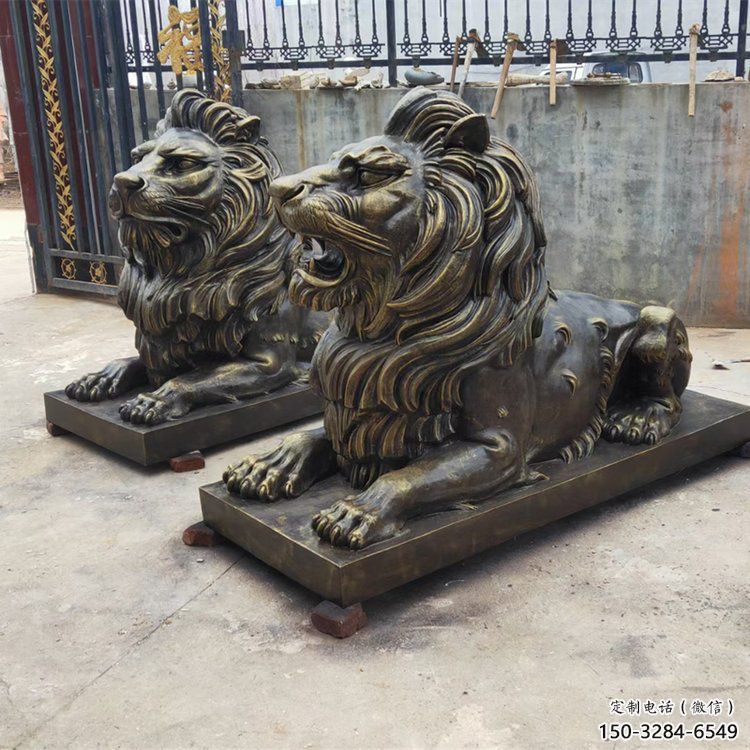 仿銅獅子雕塑,玻璃鋼仿銅趴獅雕塑廠家 仿銅獅子雕塑,玻璃鋼仿銅趴獅雕塑廠家