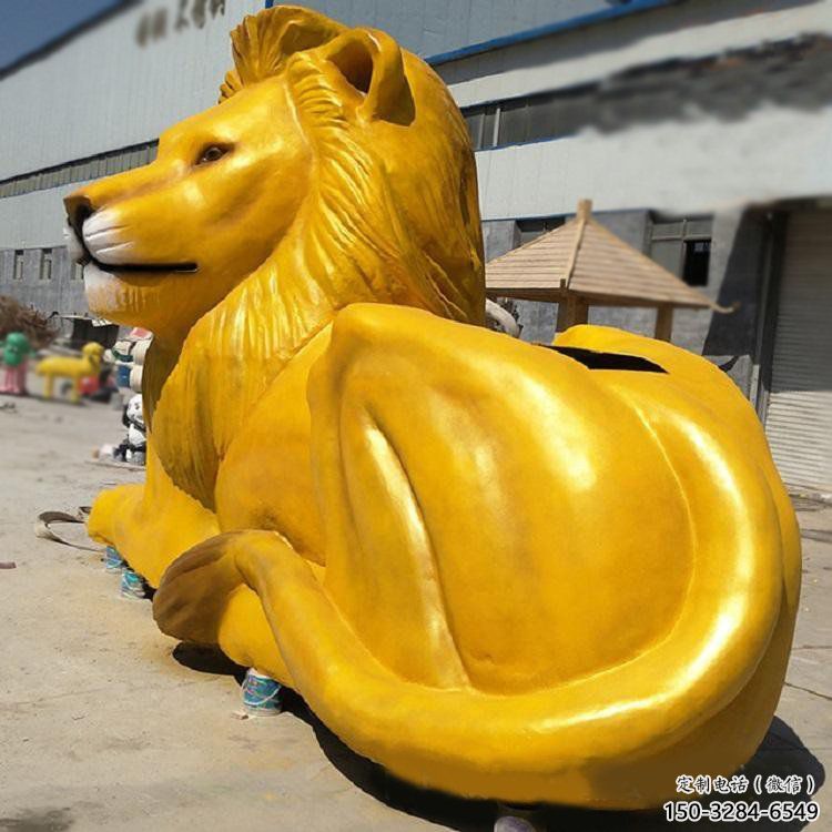 臥式玻璃鋼彩繪獅子雕塑,動物仿真效果 臥式玻璃鋼彩繪獅子雕塑,動物仿真效果
