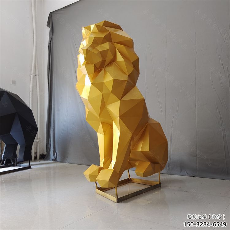 景觀獅子雕塑供應(yīng)，切面動(dòng)物雕塑，不銹鋼獅子雕塑供求