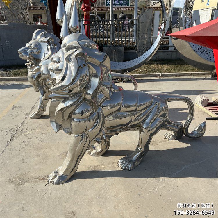 獅子雕塑工廠，鏡面拋光藝術，不銹鋼獅子雕塑供應