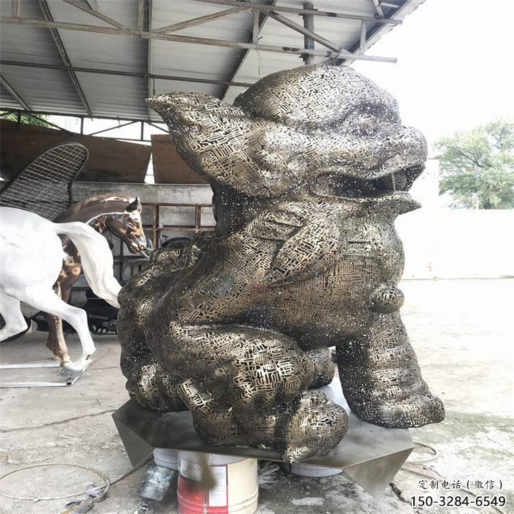 景觀獅子雕塑選定，美陳雕塑，鏤空鋼絲獅子雕塑優選