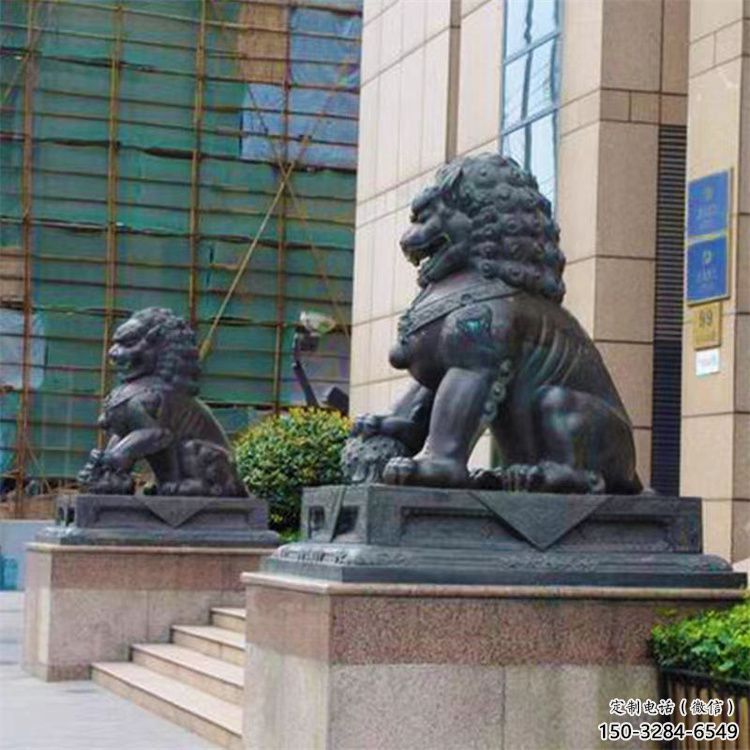 大門口獅子雕塑提供，美陳雕塑，鑄銅蹲獅雕塑承接