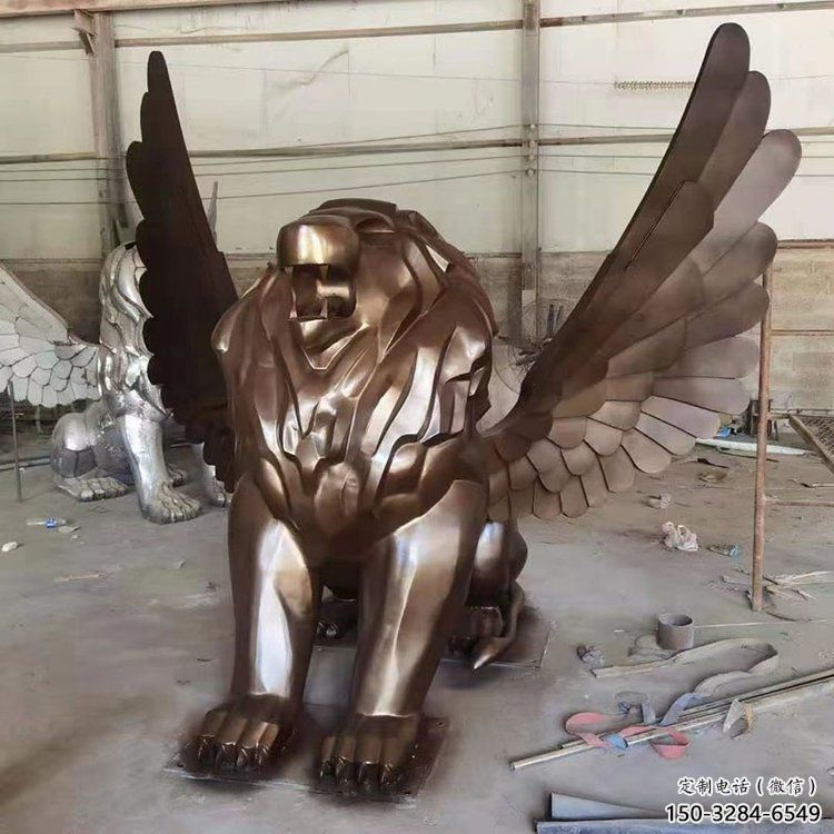 紅銅獅子雕塑優價，鑄造工藝，飛獅雕塑制作