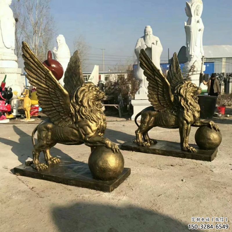 景觀獅子雕塑選用，美陳雕塑，飛獅雕塑展示專供