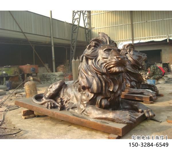 雕塑獅子景觀精選，中式工藝，園林趴獅雕塑供給