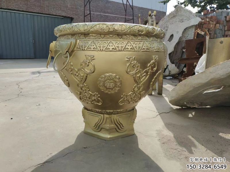 黃銅吉祥銅缸雕塑制作 黃銅吉祥銅缸雕塑制作
