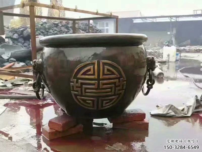古法太平缸雕塑-鑄銅工藝品 古法太平缸雕塑-鑄銅工藝品