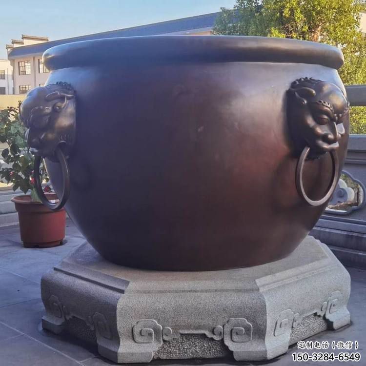 古銅色鐵缸雕塑 古銅色鐵缸雕塑