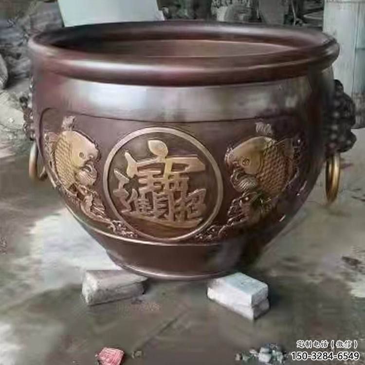 紫銅缸雕塑-金魚圖造型銅雕塑 紫銅缸雕塑-金魚圖造型銅雕塑
