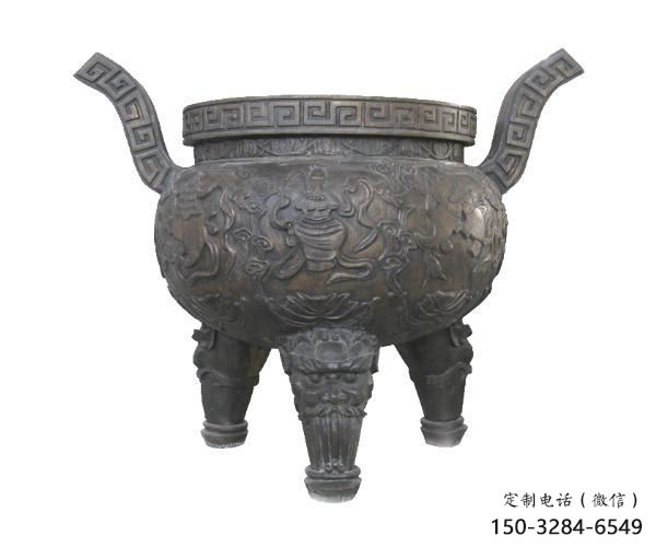 仿古色三足爐銅雕塑 仿古色三足爐銅雕塑
