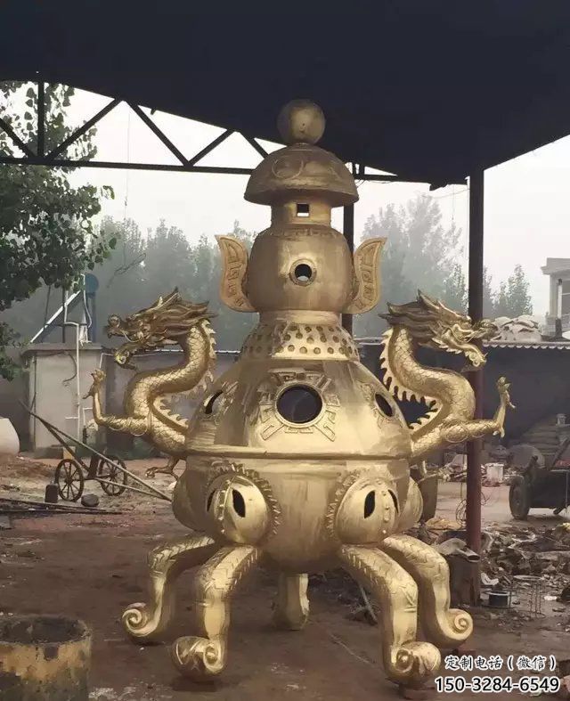 龍耳鑄銅象形爐雕塑制作 龍耳鑄銅象形爐雕塑制作