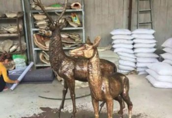 銅鹿雕塑，鑄銅動物雕塑