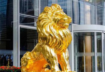 獅子雕塑精選，大門口擺件，戶外鎏金獅子雕塑承接