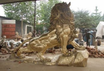 大型獅子雕塑精品，標識雕塑，鑄銅走獅雕塑選用