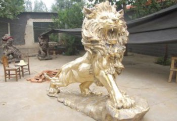 景區獅子雕塑觀賞型，公園小品，景觀走獅雕塑生產商