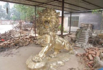 門口獅子雕塑點擊，地標動物擺件，走獅雕塑承接