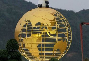 地球儀雕塑常用，鋼管組合，景觀烤漆地球儀雕塑生產