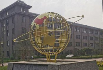 鏤空地球儀雕塑制造商，校園雕塑，烤漆地球儀雕塑廠家