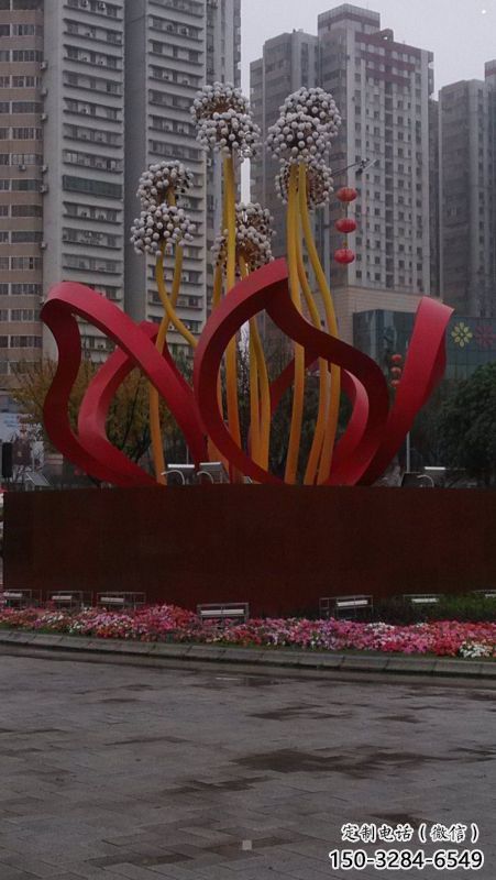 鏤空梧桐花雕塑制造商，景觀雕塑，梧桐花雕塑供給