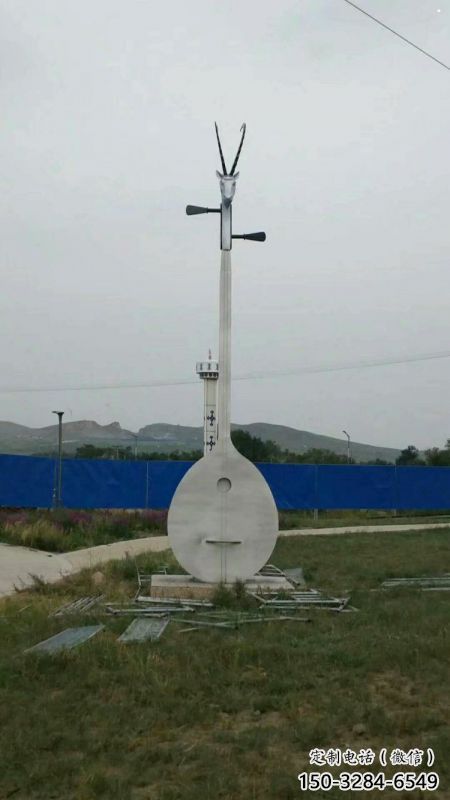 馬頭琴雕塑批發(fā)，街頭藝術(shù)，不銹鋼馬頭琴雕塑展品